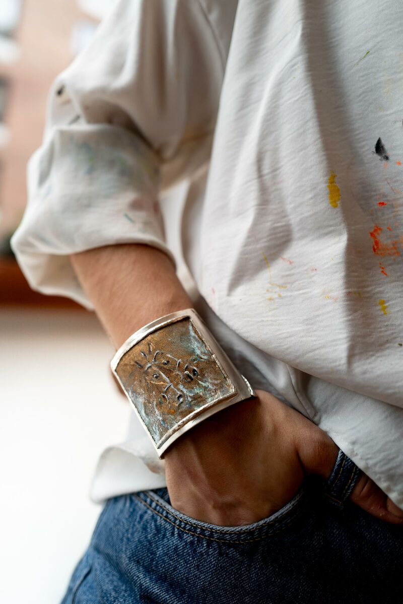 Dual Stride Solid Silver Cuff Bracelet - a Art Design by Nicci Bethell
